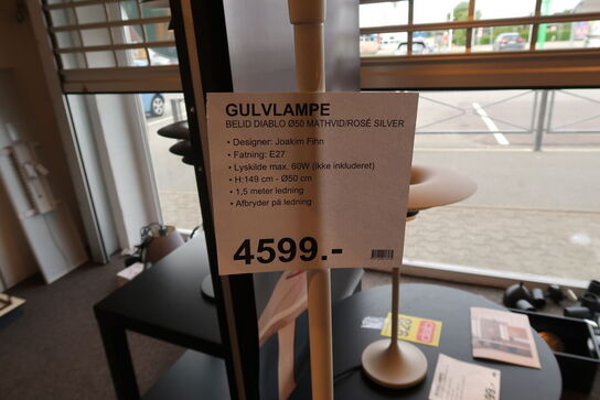 Diablo Gulvlampe Ø50 Matt White/Rosé Silver - Belid