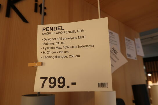 2 stk. Sackit Expo pendel, grå & hvid