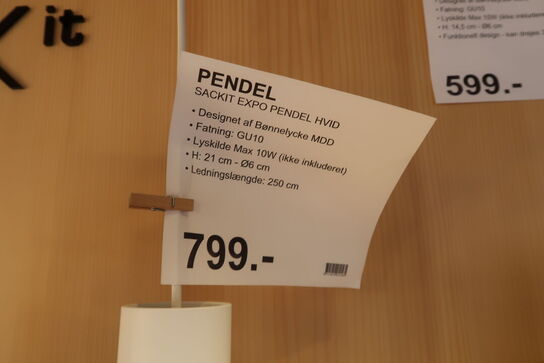 2 stk. Sackit Expo pendel, grå & hvid