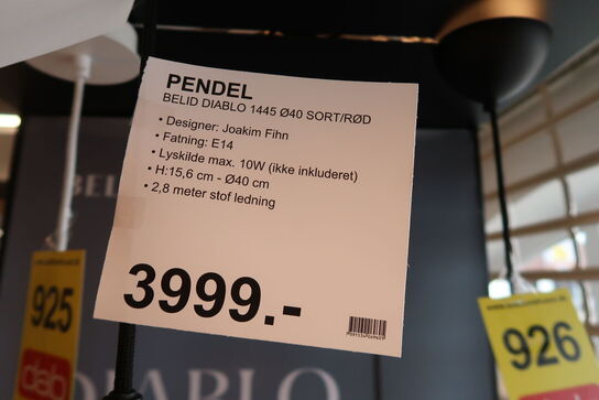Belid Diablo Pendel Ø40 Sort Rød