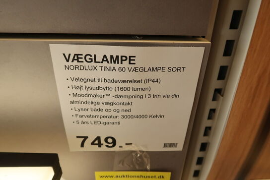 2 stk. Nordlux Tinia 60 væglampe, sort & hvid