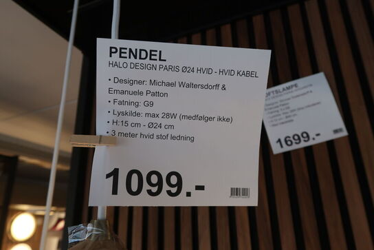 HALO DESIGN PARIS Ø24 HVID PLASTSKÆRM PENDEL