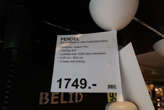 Belid Primus I Pendel Ø43 Sand/Brass 