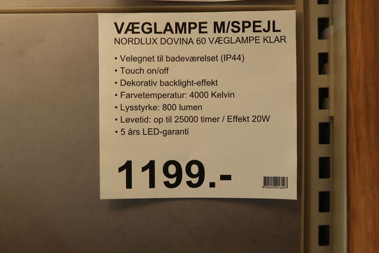 Nordlux Dovina spejl med lys, touch, Ø60 cm