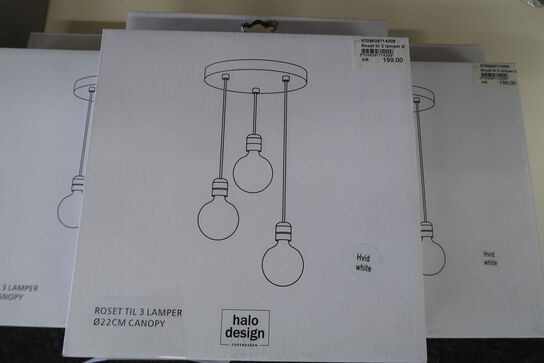 5 stk. Halo Design Roset til 3 Lamper Ø22 Hvid 