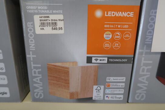 2 stk. Ledvance Smart+ Wifi Wood væglampe, 10x10 cm