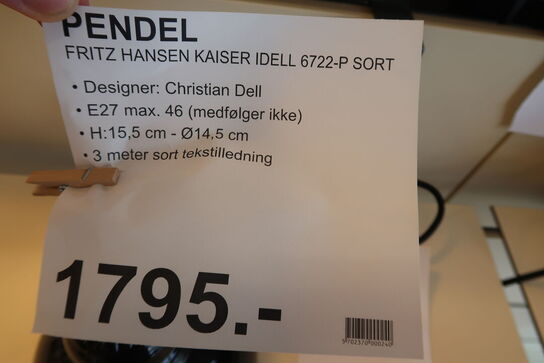 Fritz Hansen KAISER idell™ 6722-P Pendel Sort 