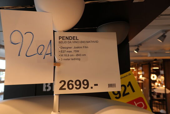 BELID DAVINCI Ø43 MAT HVID PENDEL