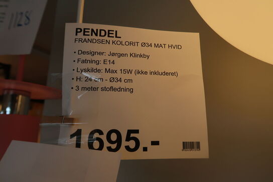 FRANDSEN KOLORIT Ø34 MAT HVID PENDEL