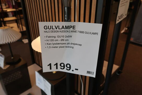 HALO DESIGN HUDSON LED 2 ARM SORT GULVLAMPE