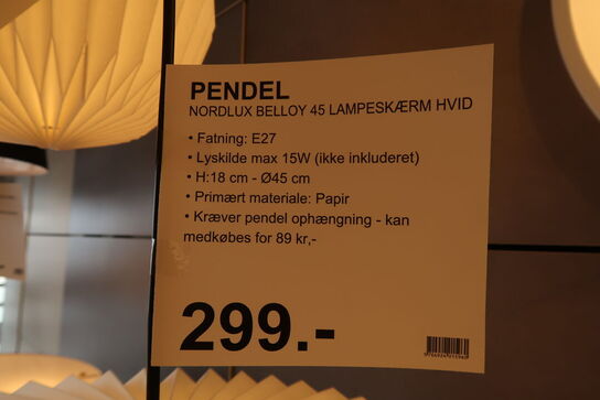 Nordlux Belloy 45 pendel, hvid