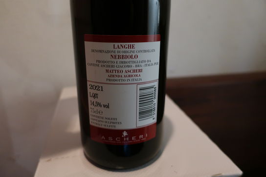 5 flasker rødvin GIACOMO LANGHE NEBBIOLO 2021