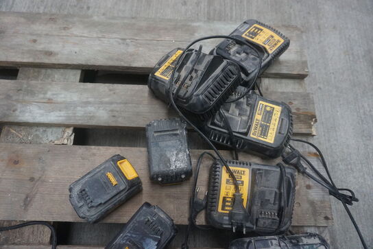 5 stk. batterier + 6 stk. lader, DeWalt 