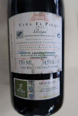 1 fl. Rødvin VINA EL PISON 2012