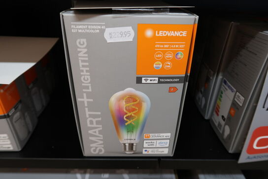 2 stk. LEDVANCE SMART+ WiFi E27 Klar Edison LED Pære 4,8W i RGB+CCT