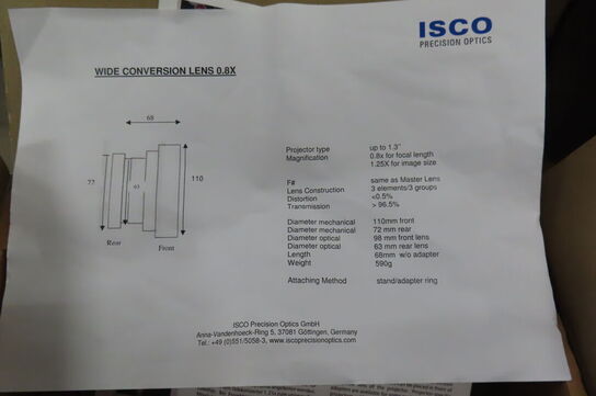 Projektoroptik ISCOOPTIC WAA 0.8X