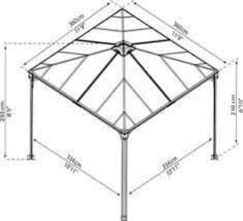 Palram Canopia Palermo pavillon 3600, antracitgrå 360x360 cm 
