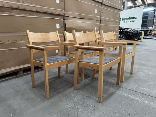 5 stk. Hans J. Wegner Model 886, Serie 1294 stole med armlæn MOMSFRI