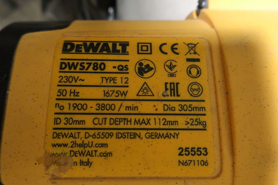 Geringssav DEWALT DWS780-QS med stativ