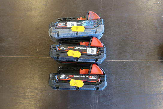 3 stk. batterier MILWAUKEE 2.0 AH