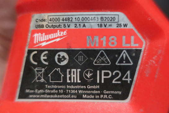 3 stk. arbejdslamper MILWAUKEE M18 AL, M18 PAL, M18 LL