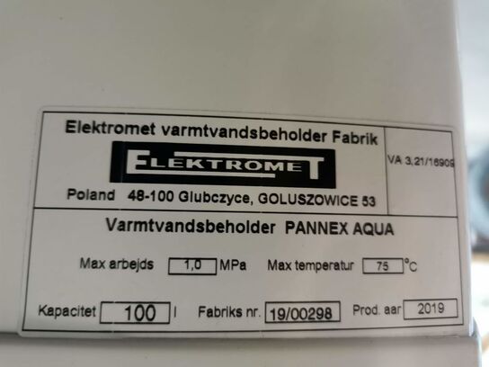 PANNEX 100 L varmvands beholder til centralvarme