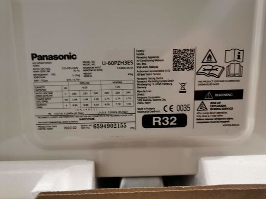 Varme pumpe PANASONIC PACi Elite 6,0 kw U-60 PZH3E5 1-faset udedel med R32 kølemiddel