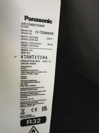 Inderdel til varmepumpe PANASONIC Model nr CS-TZ5OWKEW