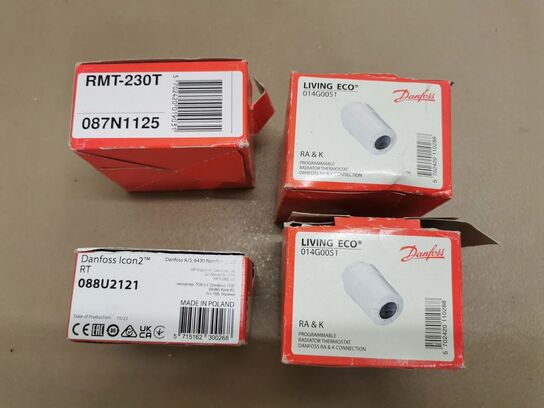 DANFOSS termostater, 2 stk living eco, 1 stk icon eco, 1 stk. rmt- 230T