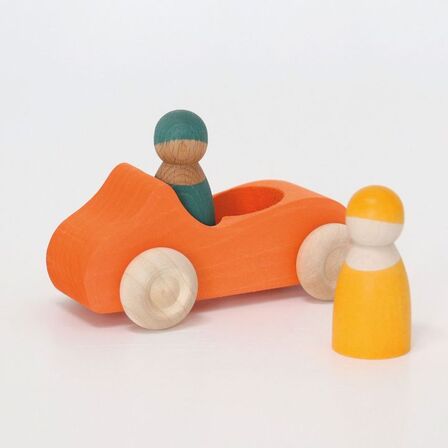 2 stk. orange bil med 2 figure - Grimms