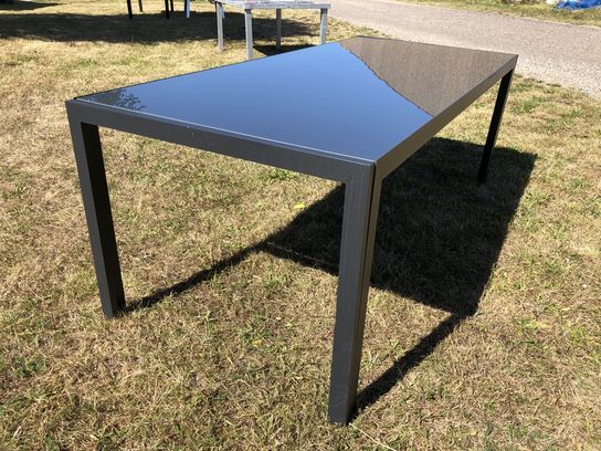 Havebord med glas bordplade 205x90 cm