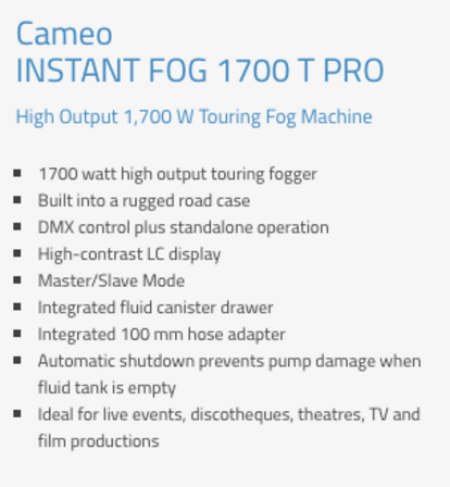 Cameo Instant Fog 1700 T PRO