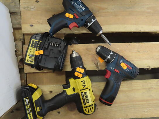 3 stk Bore/skruemaskiner DEWALT DCO771 og BOSCH