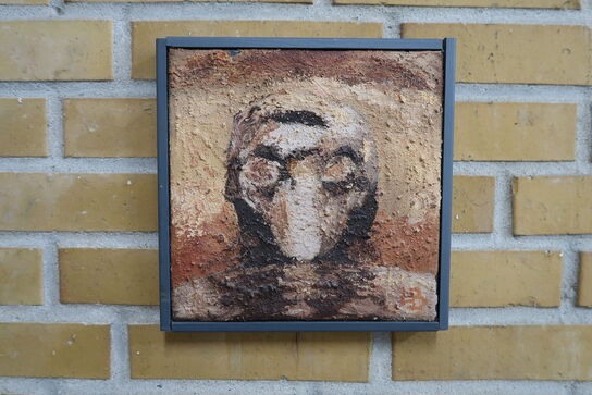 Maleri "Maske" signeret Lars Bollerslev 25x24cm (momsfri)