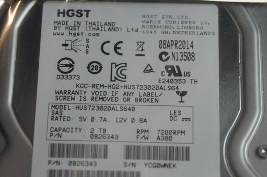 14 stk. 2TB SAS harddiske 7.2k RPM HGST