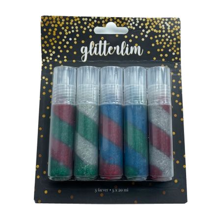 48 stk. Glitterlim, 5 tuber i hver pakke med 20 ml. i alt 240 tuber