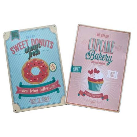 20 stk. Metalskilt, 2 stk. 20 x 30cm., Cupcake bakery og Sweet Donuts