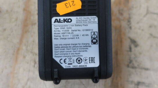 Batteri AL-KO 5INR 18/65