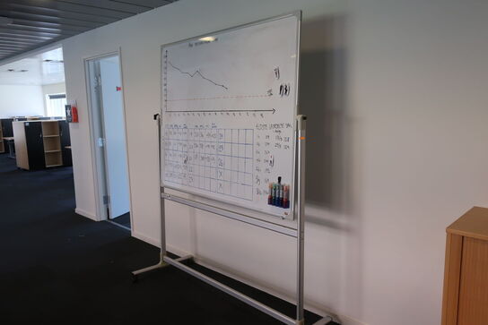 2 stk. jalousiskabe samt whiteboard på stativ