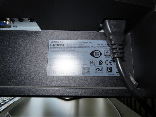 2 stk. 27" monitor, SAMSUNG S27R652FDU, docking og tastatur