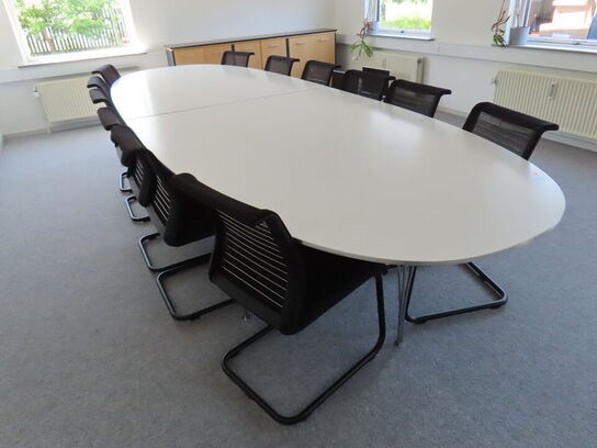 Konferencebord, PIET HEIN Super-Ellipse, med 12 stk. stole