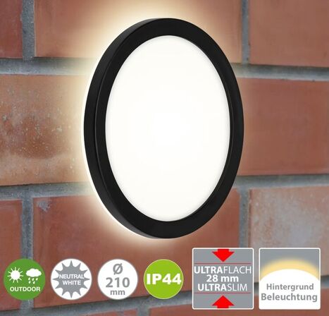 3 stk. briloner led udendørs væglampe ø 21 cm sort(ubrugt)