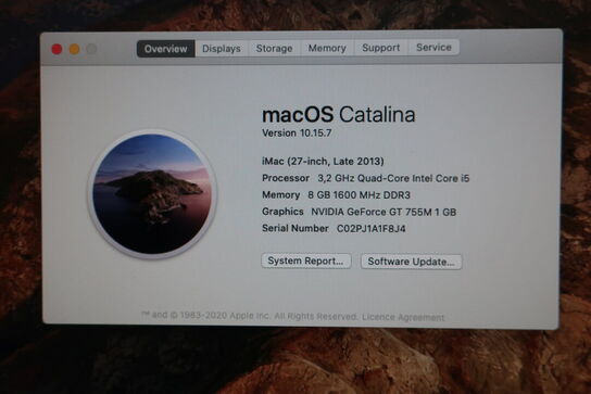 27" iMac, Apple, 8GB, 3,2 GHz Quad-Core, NVIDIA GeForce GT 755M 1 GB