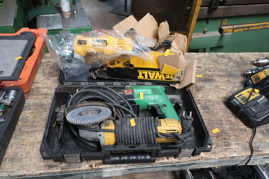 Slagboremaskine HITACHI, vinkelsliber DEWALT m.m.