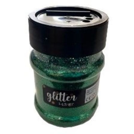 24 stk. Glitter GRØN 145g. Standard glitter. Klar dåse med skruelåg. Højde 10 cm