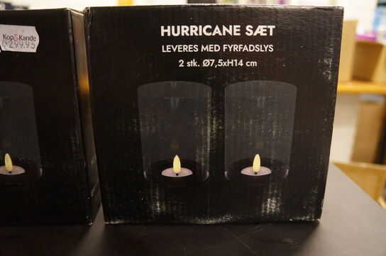 6 stk. Hurricane sæt inkl. Fyrfadslys 