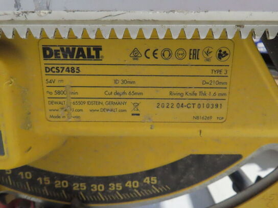 Accu. bordrundsav, DEWALT DCS7485