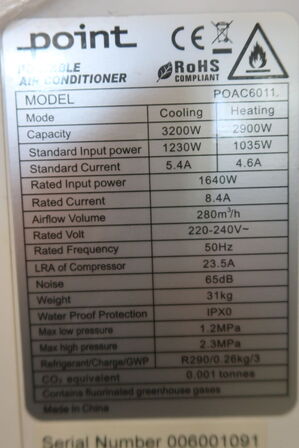 Transportabel aircondition POINT POAC6011