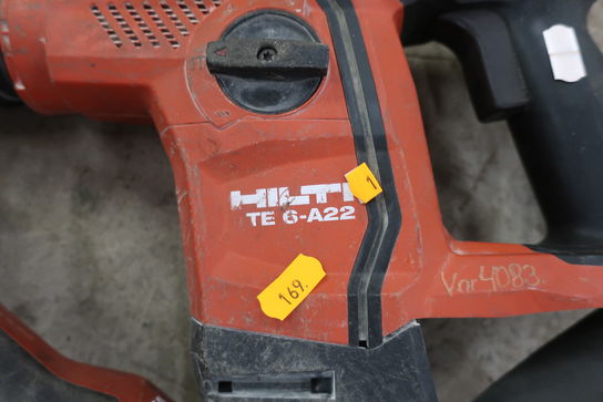 Akku borehammer HILTI TE 6-A22, akku vinkelsliber HILTI AG 4S-A22 med batteri