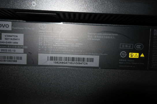 Computerskærm LENOVO THINKVISION T27hv-20